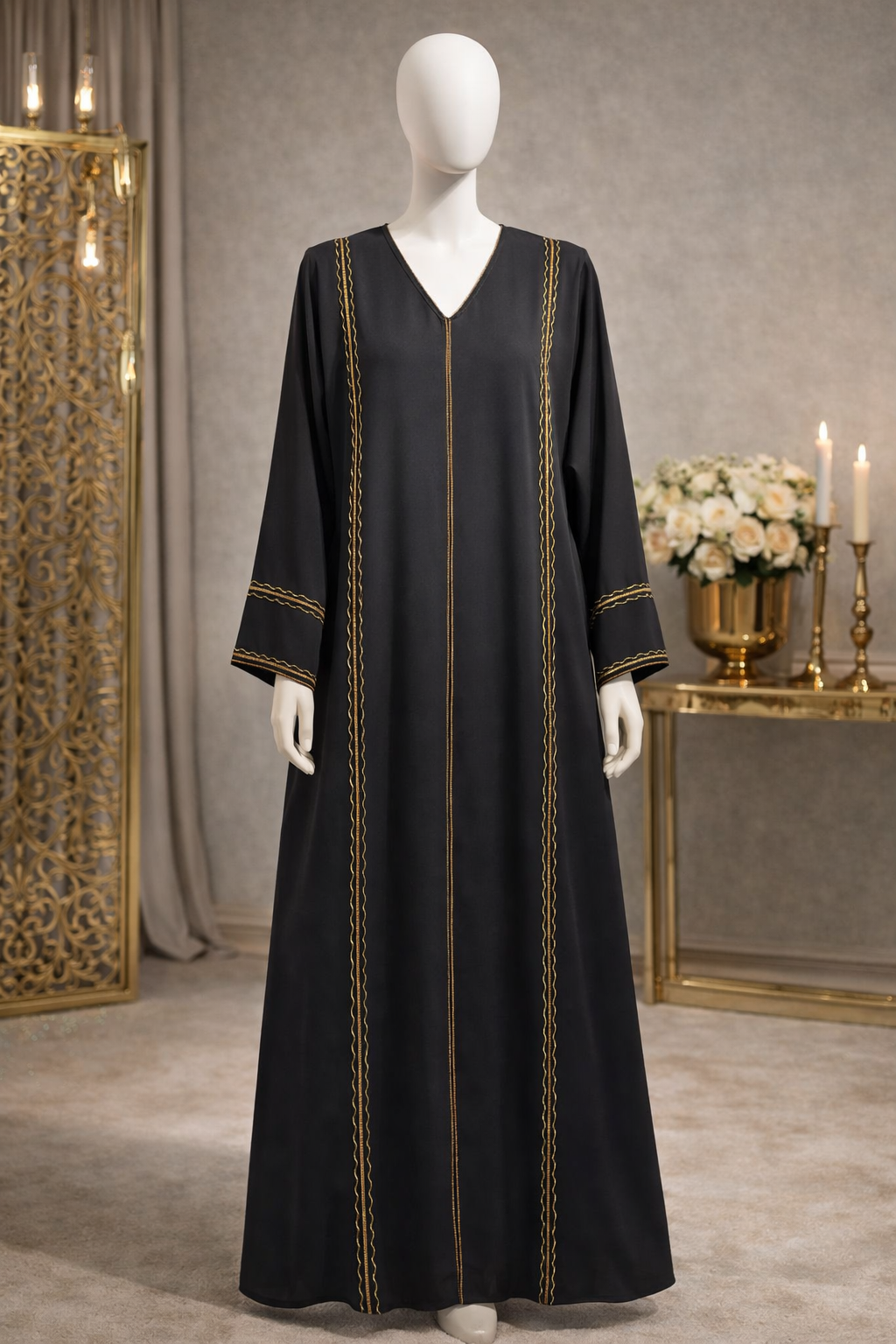 Abaya Noir Doré
