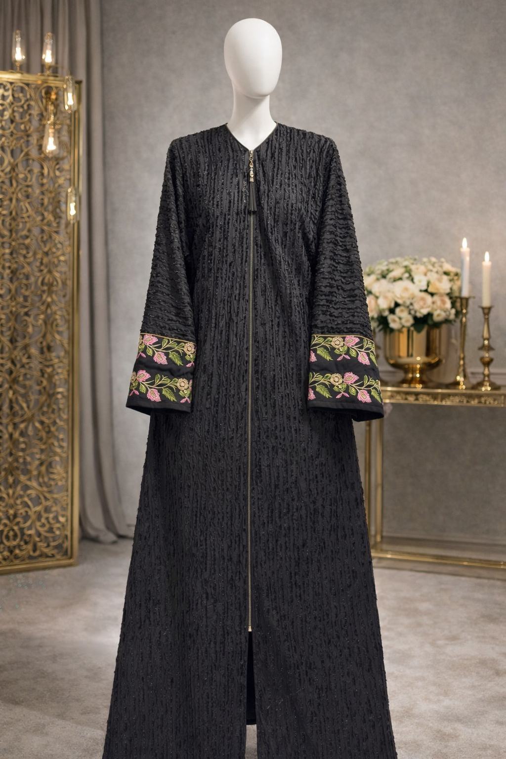 Abaya Noir Pétale